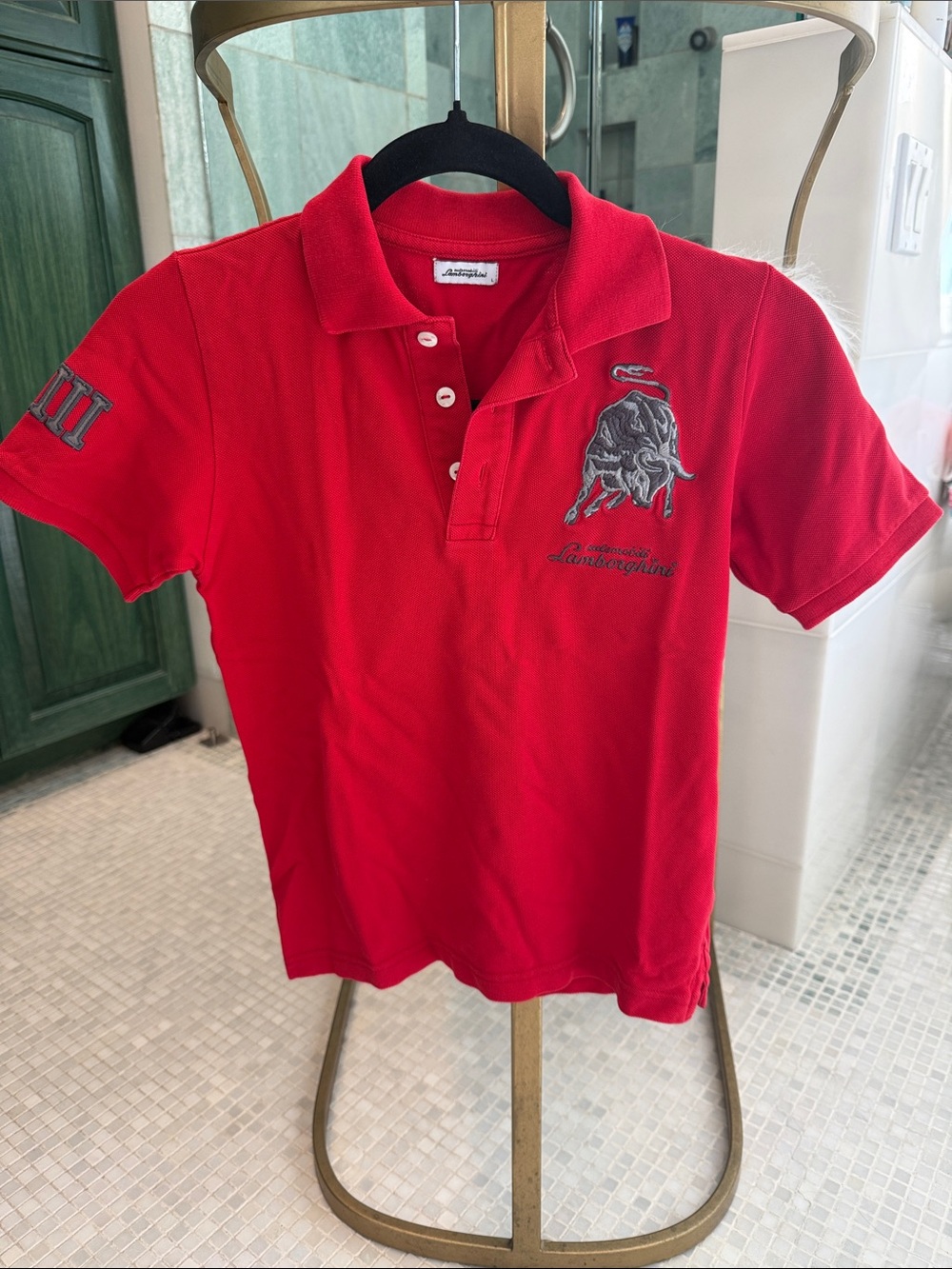 Lamborghini Boys Red Polo with Embroidered Bull